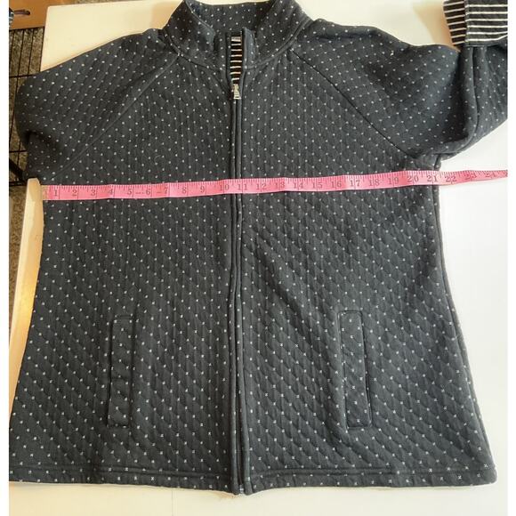 Croft & Barrow Navy & White Quilted Knit Jacket Women’s Petite Large Full Zip - Picture 3 of 7